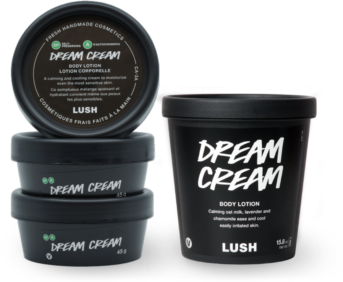 Lush Dream products in containers