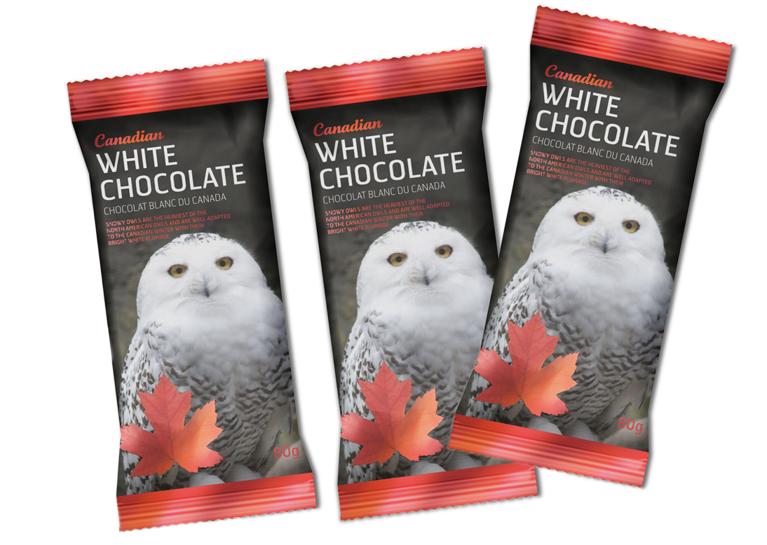 White chocolate bars in wrappers